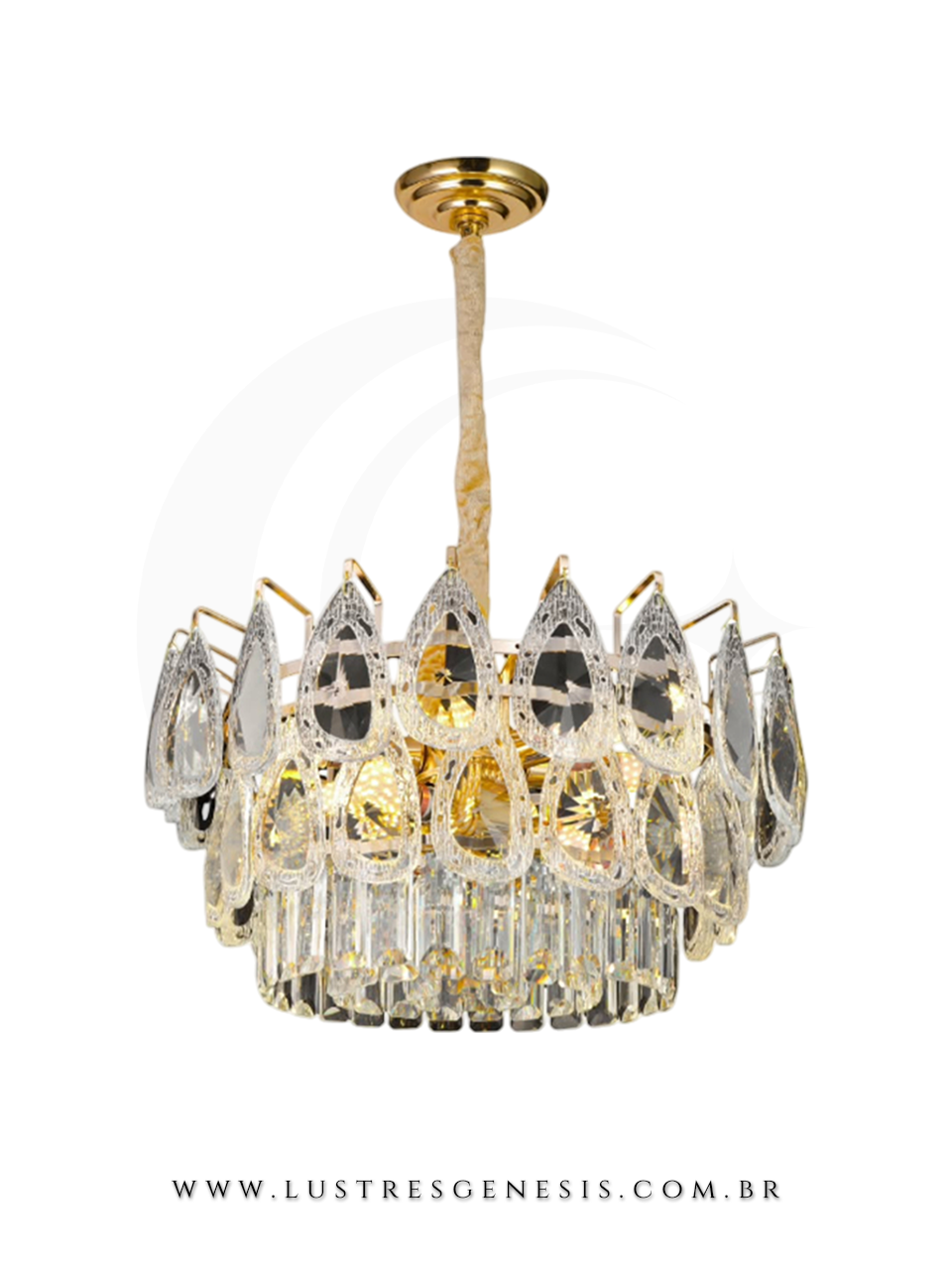 Lumin&aacute;ria de Teto Pendente Cristal e Vidro Trabalhado